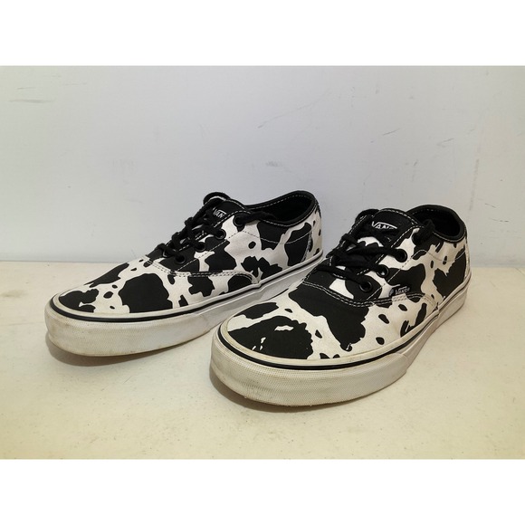 Vans Authentic Cow Print Black White Low Top Sneakers Womens 8.5 721356 - Picture 2 of 8